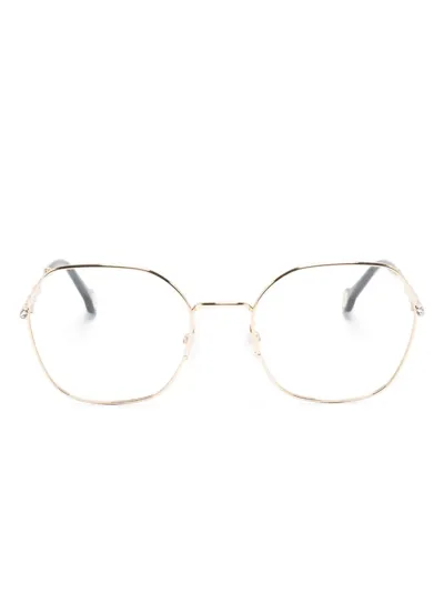 Carolina Herrera Logo-engraved Geometric-frame Glasses In Gold