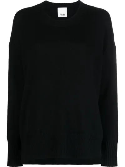 Allude Drop-shoulder Ribbed Jumper In Black