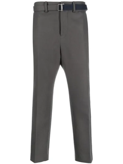 Sacai Wool Tailored Cropped Trousers In Grey