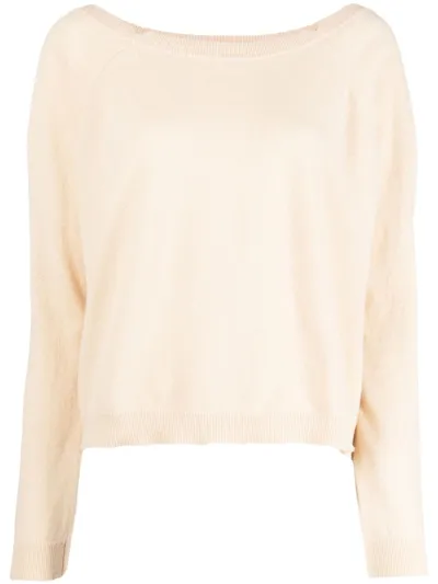 Semicouture Boat-neck Virgin Wool-cashmere Blend Jumper In Neutrals