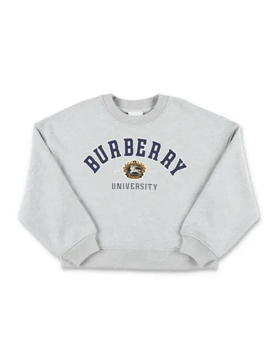 Burberry Kids' Logo Print Cotton Sweatshirt In White