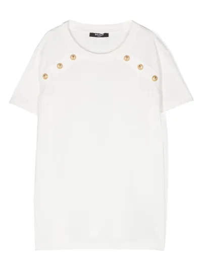 Balmain Kids' Logo-print Cotton T-shirt In White