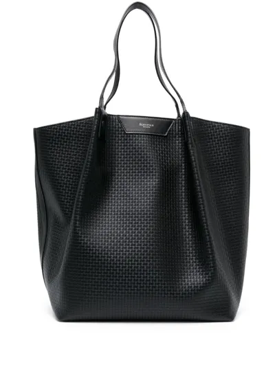 Serapian Medium Vertical Secret Monogram-embossed Tote Bag In Negro