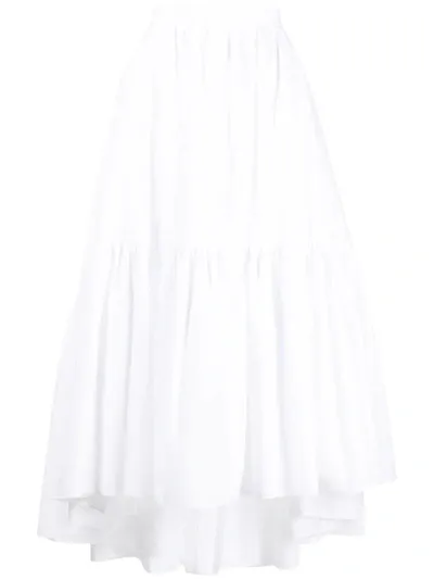 Patou Tiered Cotton Midi Skirt In White