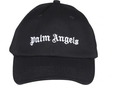 Palm Angels Classic Logo-embroidered Cotton-twill Cap In Black