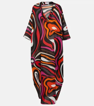 Pucci Marmo Cotton Twill Kaftan In Multicoloured