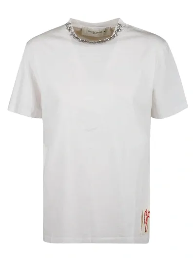 Golden Goose Embellished Cotton Jersey T-shirt In Vintage White