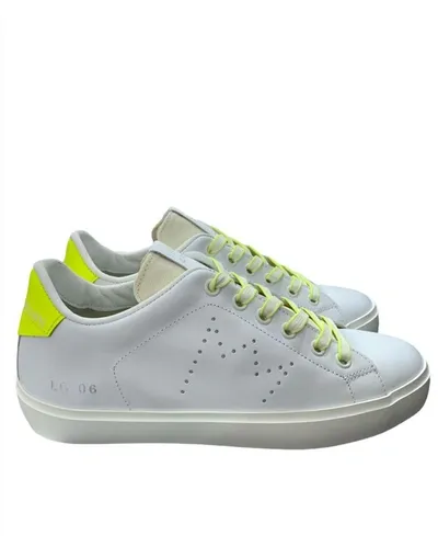 Leather Crown Sneakers In White/cream/yellow 612