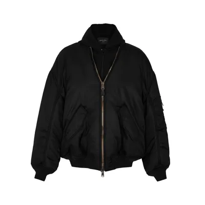 Balenciaga Padded Nylon Bomber Jacket In Black