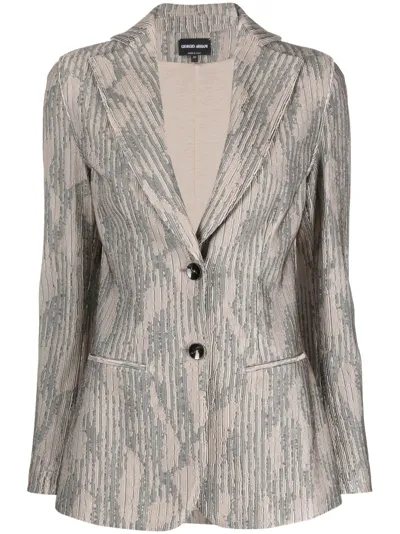 Giorgio Armani Ottoman Jacquard Single-breasted Blazer In Fantasia