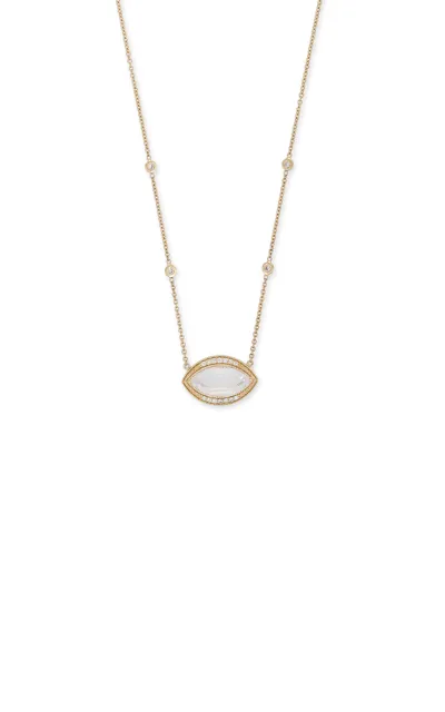 Jacquie Aiche Small Eye 14k Yellow Gold Quartz; Diamond Necklace In White