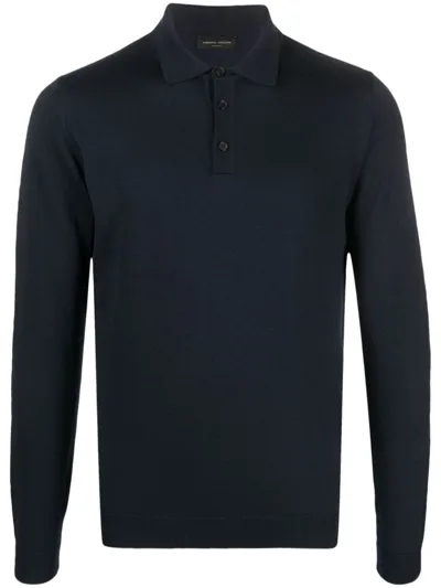 Roberto Collina Button-fastening Merino Polo Shirt In Blue