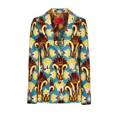 La Doublej Graphic-print Single-breasted Blazer In Dendera_light_blue