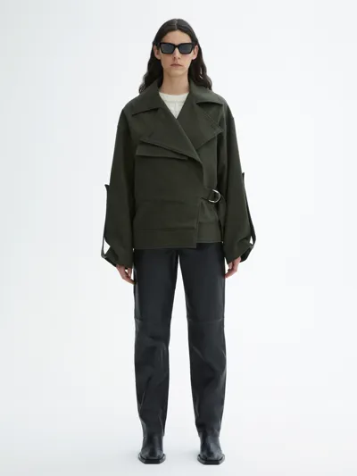 House Of Dagmar Aviator Wool Jacket In Moss Green