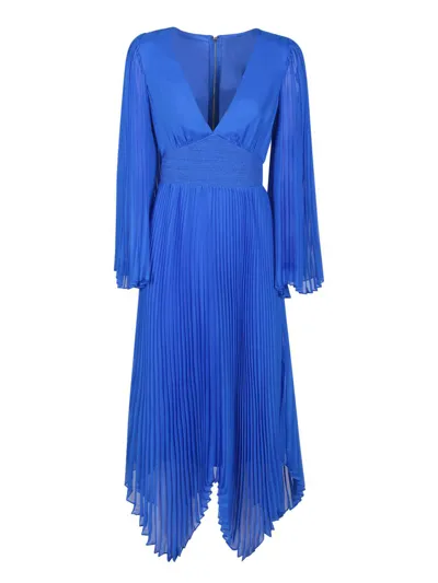 Alice And Olivia Sion Pleated Chiffon Midi Dress In Blue