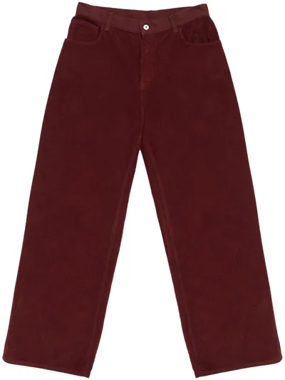 Marcelo Burlon County Of Milan Corduroy Wide-leg Trousers In Dark Red