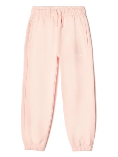 Off-white Kids' Diag-stripe Cotton Track Pants In Pink