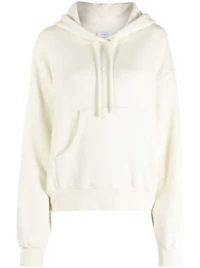 Off-white Logo-print Cotton Hoodie In Neutrals