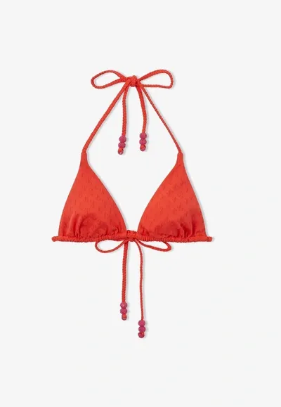 Jimmy Choo Ariah Jc Monogram Triangle Bikini Top In Orange