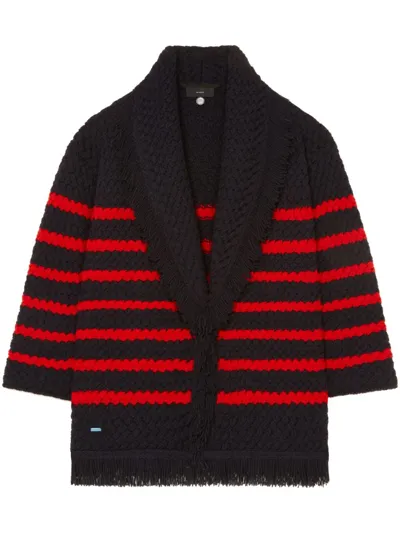 Alanui The Mariner Striped Chunky-knit Cardigan In Blue