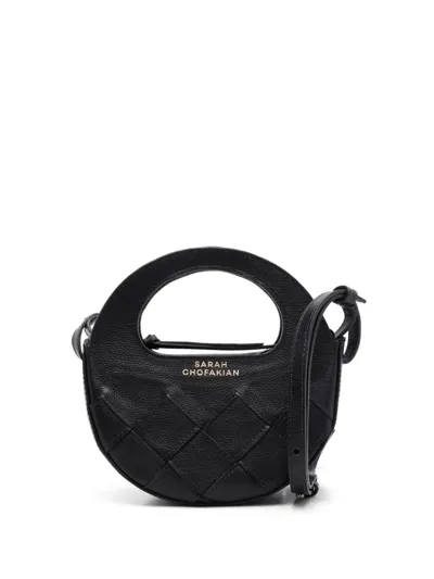 Sarah Chofakian Martha Logo-print Leather Bag In Black