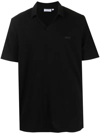 Calvin Klein Open Placket Polo Shirt In Schwarz