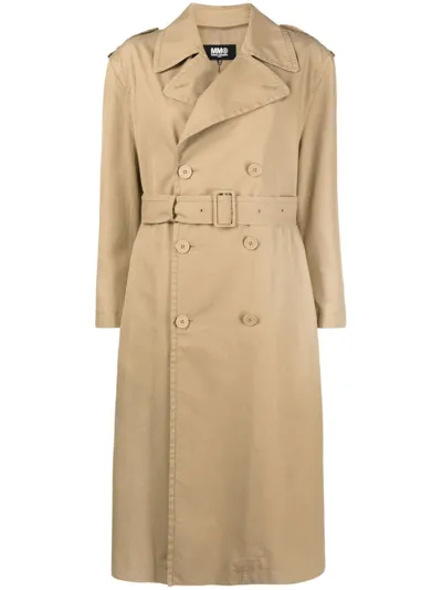 Mm6 Maison Margiela Double-breasted Trench Coat In Neutrals