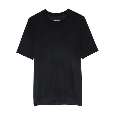 Zadig & Voltaire Ida Short Sleeve Cashmere Sweater In Black