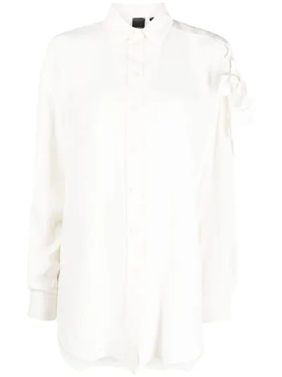 Pinko Bow-detail Pointed-collar Shirt In White