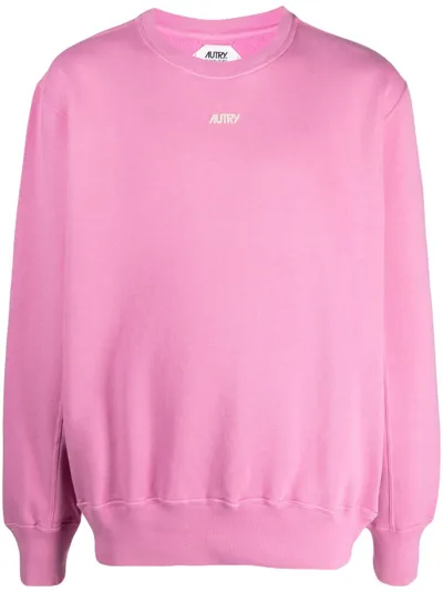 Autry Logo-print Cotton Sweatshirt In Pink