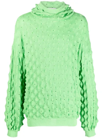 Henrik Vibskov Open-knit Hoodie In Green