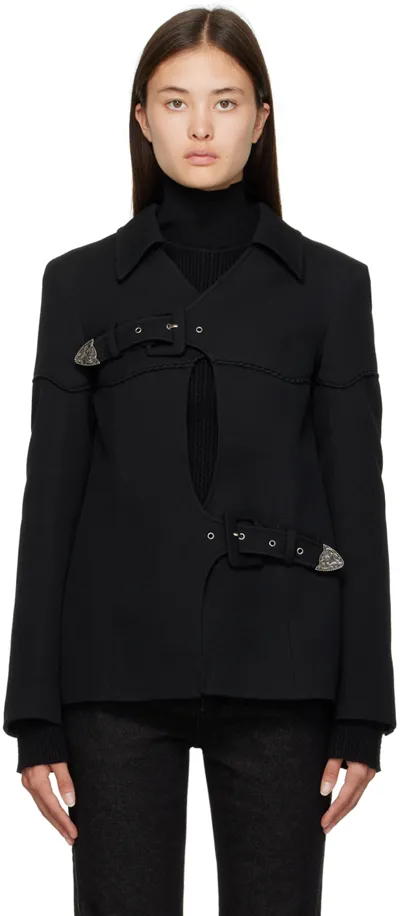 Andersson Bell Rita Crossed Buckle Blazer In Black