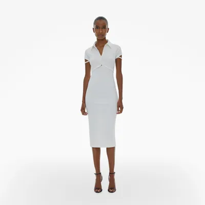 Helmut Lang Cardigan Bodycon Midi Dress In Optic White