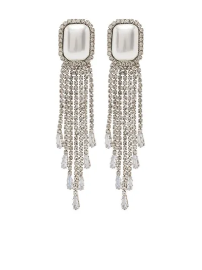 Hzmer Jewelry Crystal-embellished Silver Drop Earrings