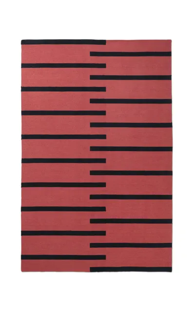 Nordic Knots Tiger By ; Flatweave Area Rug In Red/black; Size 5' X 8'