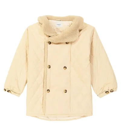 Donsje Kids' Luna Quilted Faux Shearling-trimmed Coat In Beige