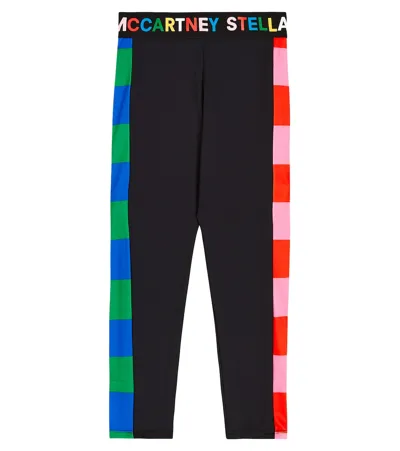 Stella Mccartney Kids Girls Black Striped Sides Logo Leggings