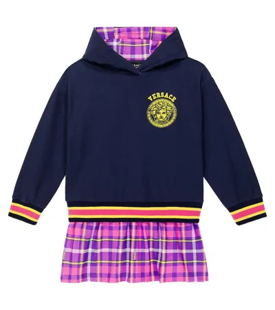 Versace Kids' Printed Cotton Jersey Hoodie Dress In Multicoloured