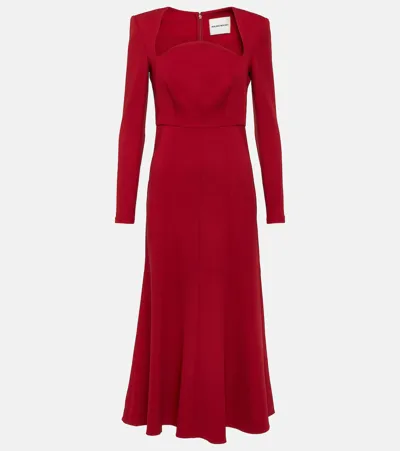 Roland Mouret Curved Square-neck Crepe Midi Dress In Red