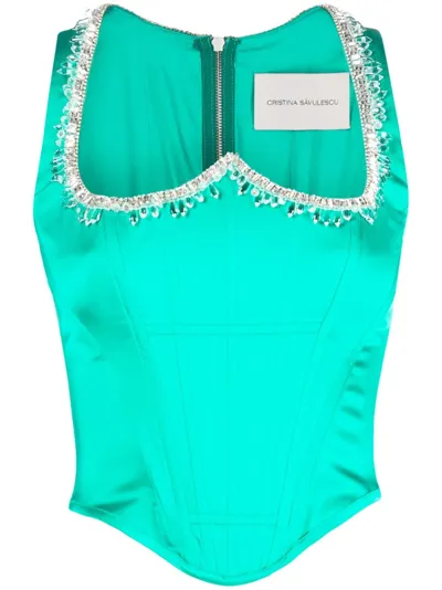 Cristina Savulescu Queen Of Hearts Corset Top In Green