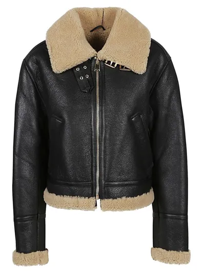 Enes Carmen Sheepskin Jacket In Black