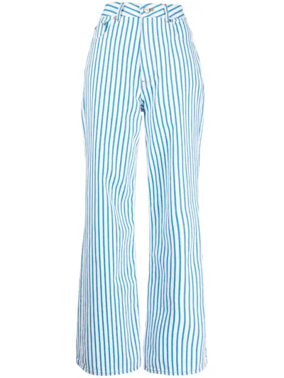 Ganni Striped Magny Jeans In Bright White