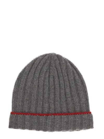 Brunello Cucinelli Ribbed Knit Beanie In Gray