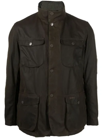 Barbour Lutz Wax Jacket In Olive