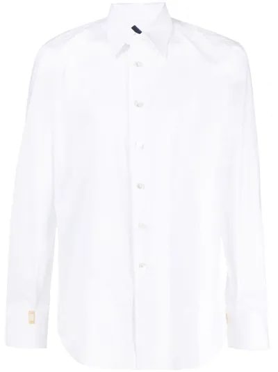 Billionaire Logo-embroidered Cotton Shirt In White