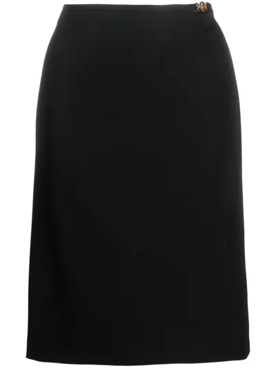 Versace Medusa Stretch-wool Skirt In Black