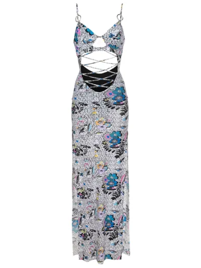 Amir Slama Graphic-print Cut-out Detailing Dress In Black