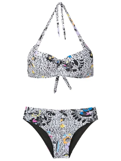 Amir Slama Floral-print Halterneck Bikini In Multicolour