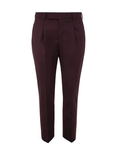 Pt01 One Pleat Trousers With In Seam Pockets In Red