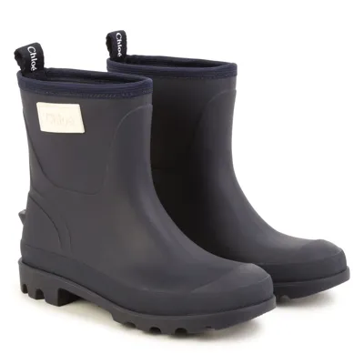 Chloé Kids' Rubber Boots In Blue